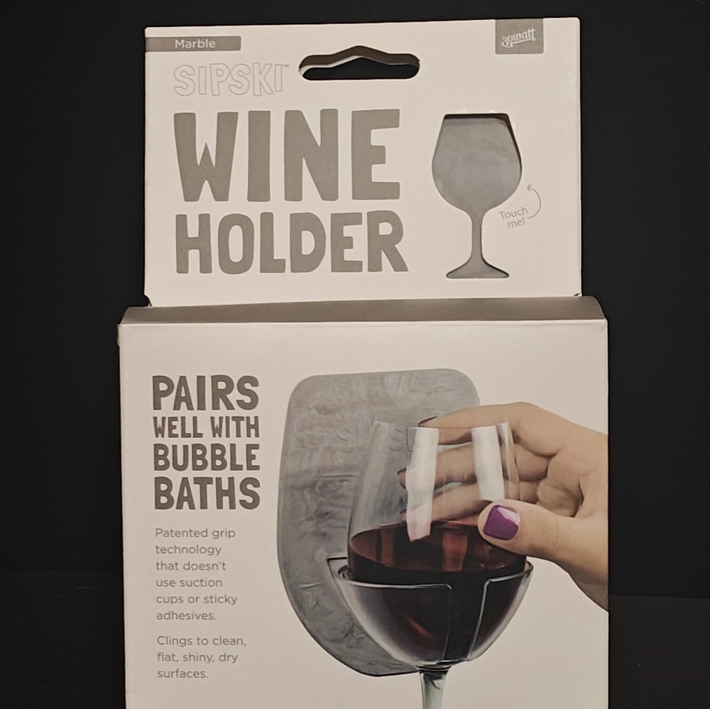 Gray Bath Wine Glass Holder Accessory